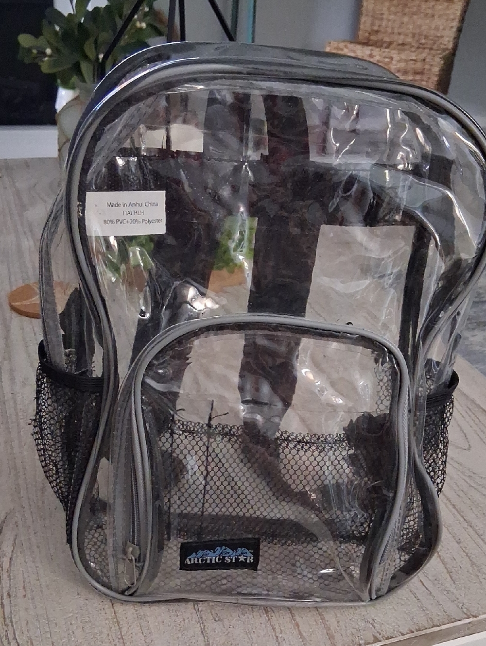 Clear Transparent Backpack with Black Trim